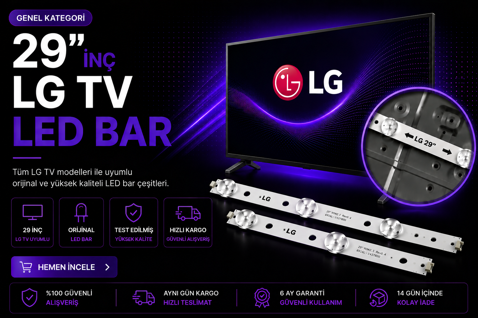 29 İnç LG TV LED Bar