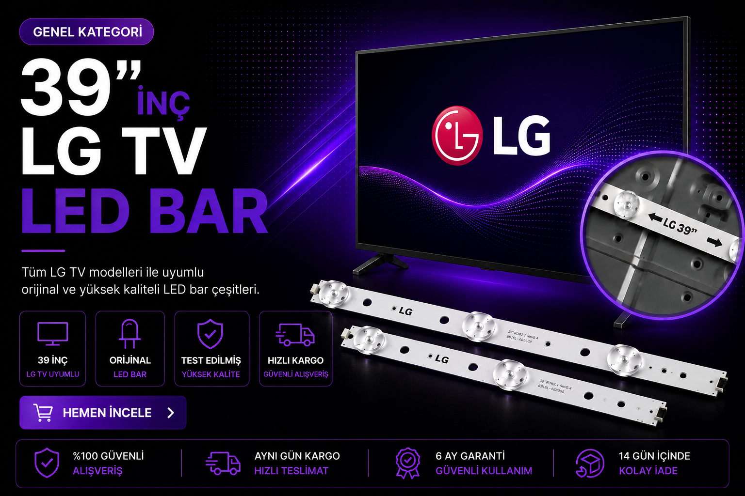 39 İnç LG TV LED Bar