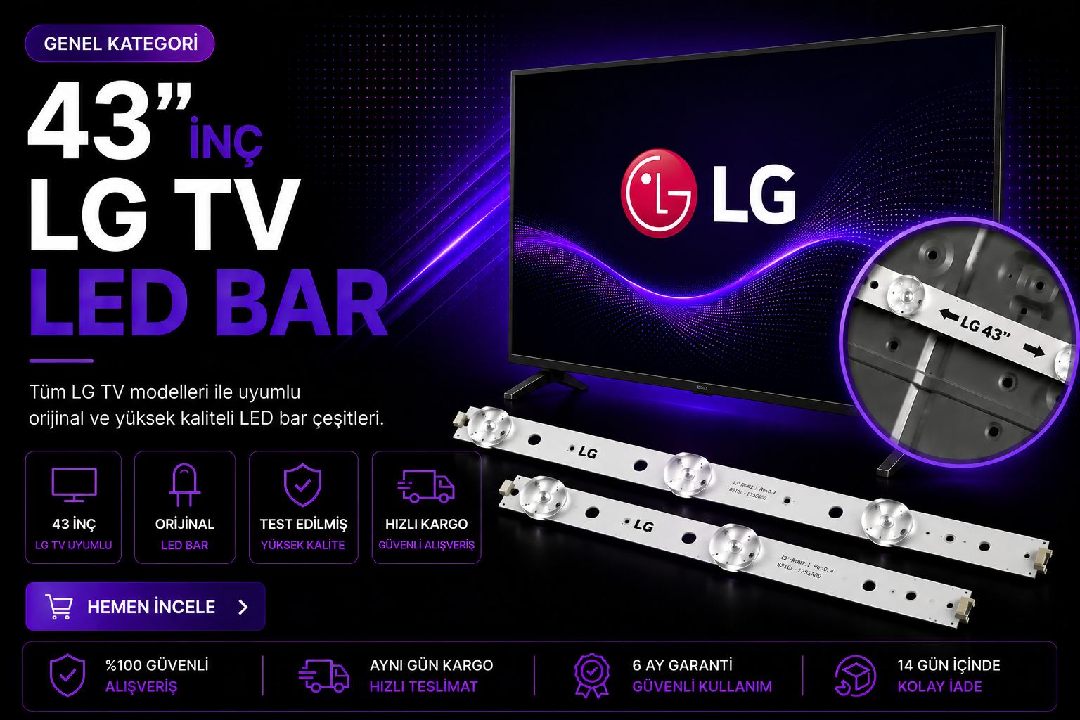 43 İnç LG TV LED Bar