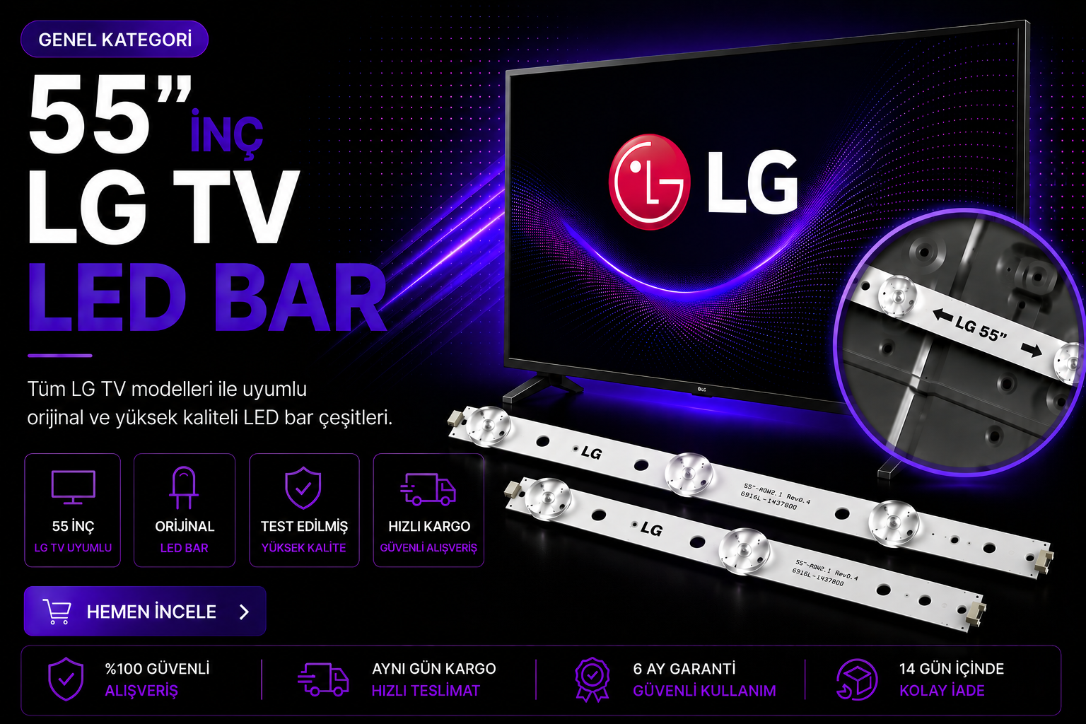 55 İnç LG TV LED Bar
