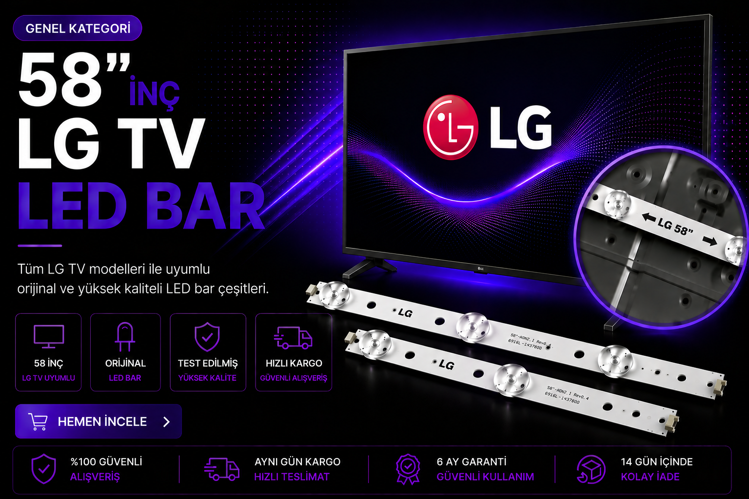 58 İnç LG TV LED Bar