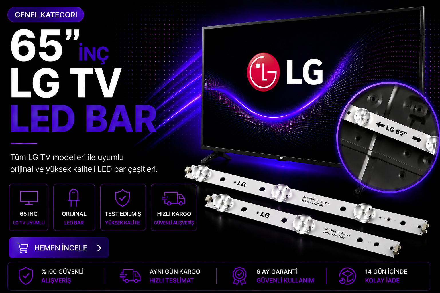 65 İnç LG TV LED Bar