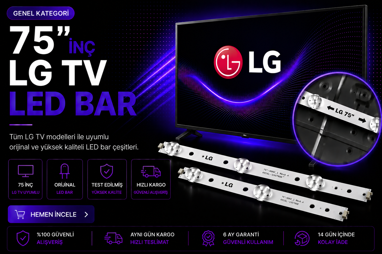 75 İnç LG TV LED Bar